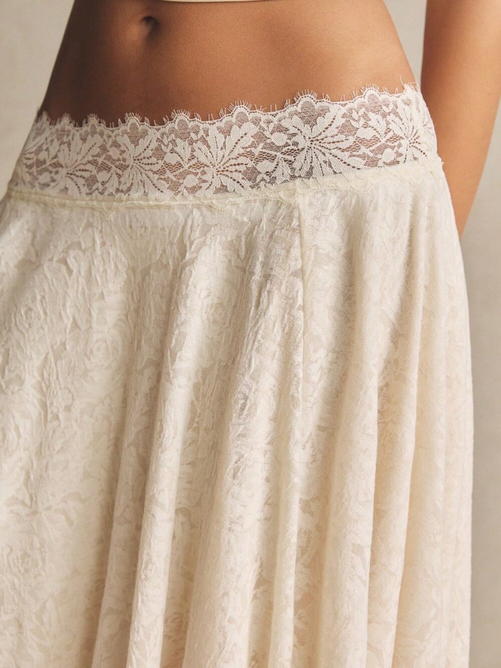 Apricot Casual Women's Elegant Asymmetrical Hem Lace Skirt - Picture 7 of 7